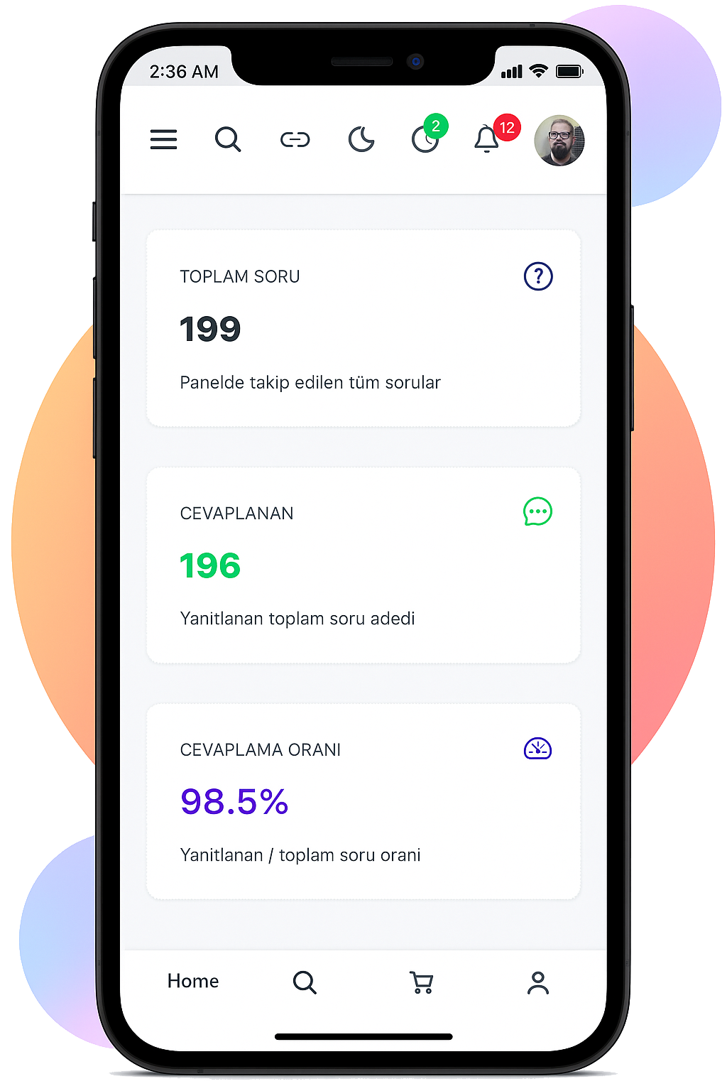 Replix müşteri destek çalışma alanı arayüzü