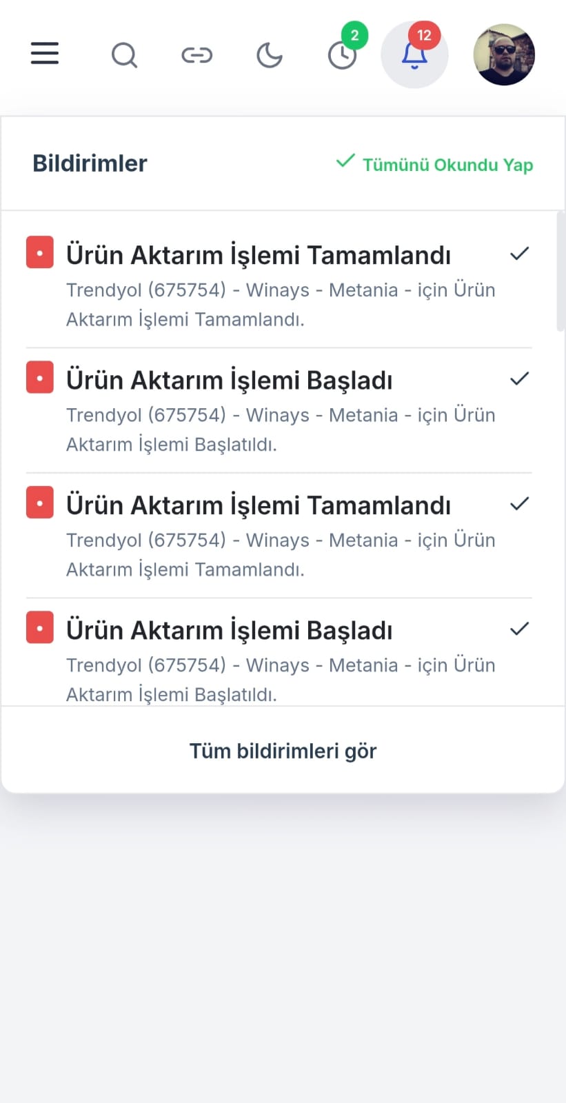 Replix yapay zekâ önerileri paneli