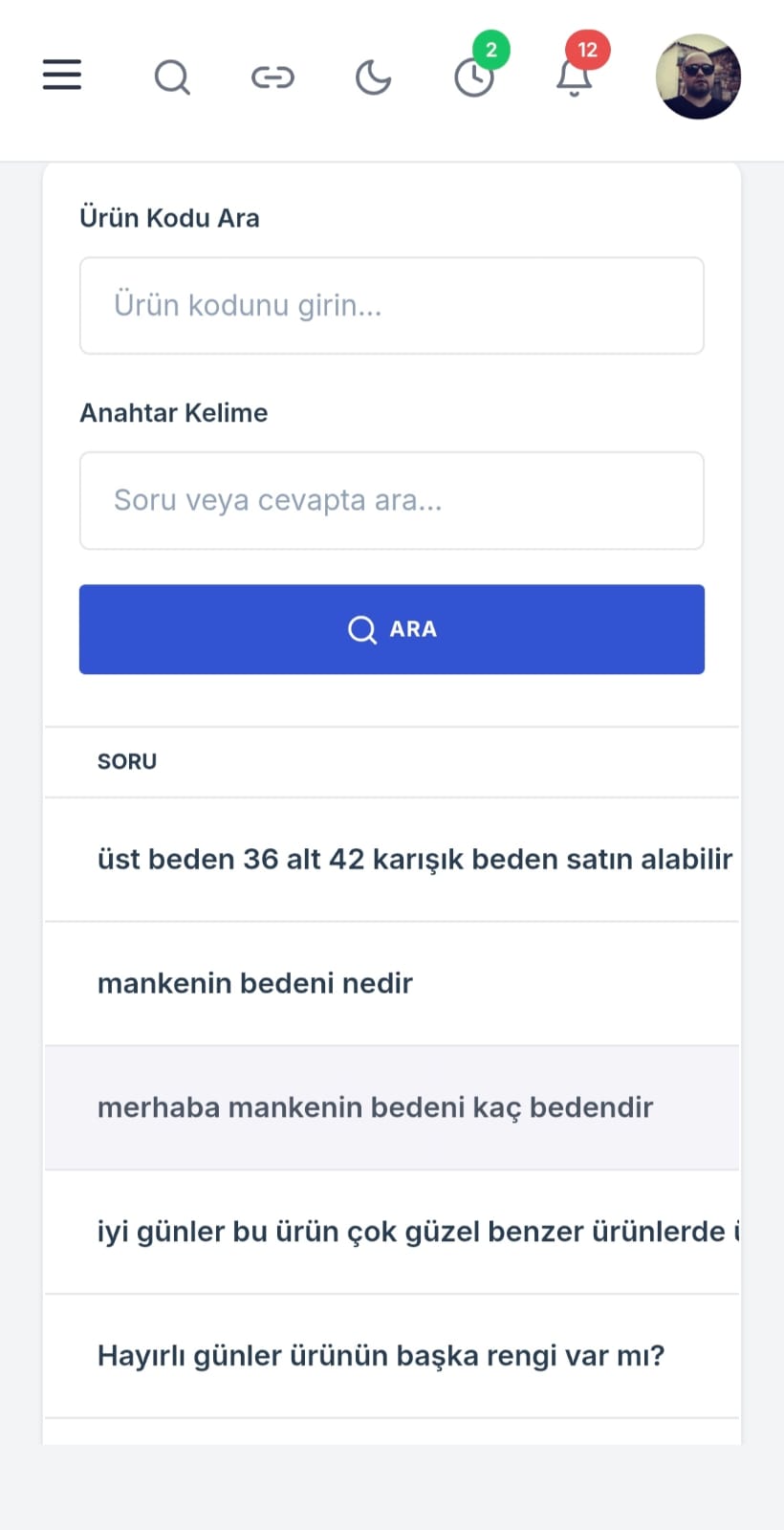 Replix bilgi tabanı düzenleme ekranı